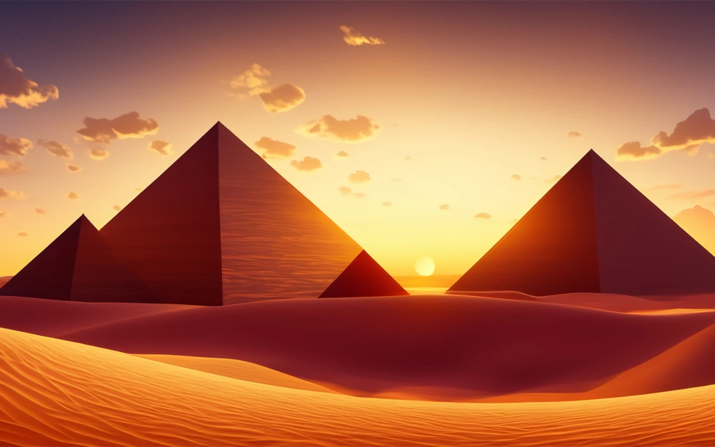 The sun rising again over the pyramids